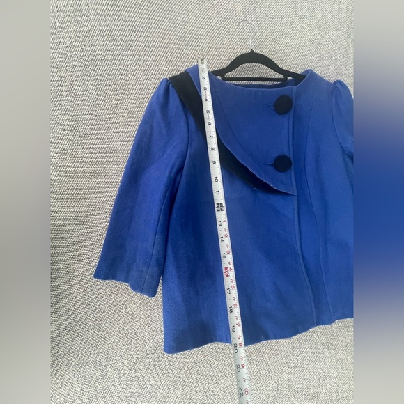 Lux Blue Pea Coat Asymmetrical Design Tailored Fit - Picture 8 of 16